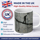 Lone Walker on Barbed Wire Tightrope Urban Art 11oz Ceramic Coffee Tea Mug White Large Handle