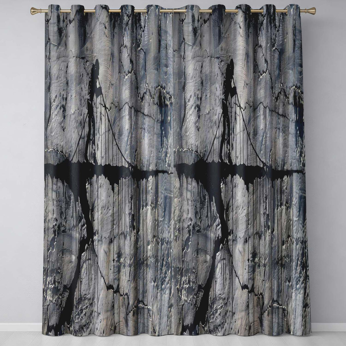 Silhouette Child Crossing Suspension Bridge Street Art Modern Artistic Home Decor Readymade Eyelet Ring Top Thermal 100% Blackout Curtains