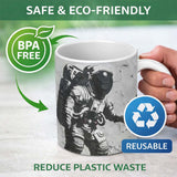 Monochrome Astronaut Space Graffiti Street Art 11oz Ceramic Coffee Tea Mug White Large Handle