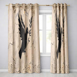 Black Peace Dove Olive Branch Minimalist Wall Art Distinctive Wall Art Home Decor Readymade Eyelet Ring Top Thermal 100% Blackout Curtains