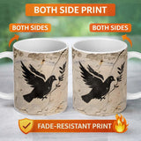 Black Peace Dove Olive Branch Minimalist Wall Art 11oz Ceramic Coffee Tea Mug White Large Handle
