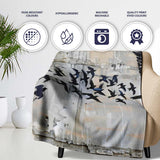 Flying Black Birds Flock Urban Graffiti Wall Art, All Season Comfort, Gift for Adults and Teens - Super Soft Fleece Blanket Bed Sofa Throw