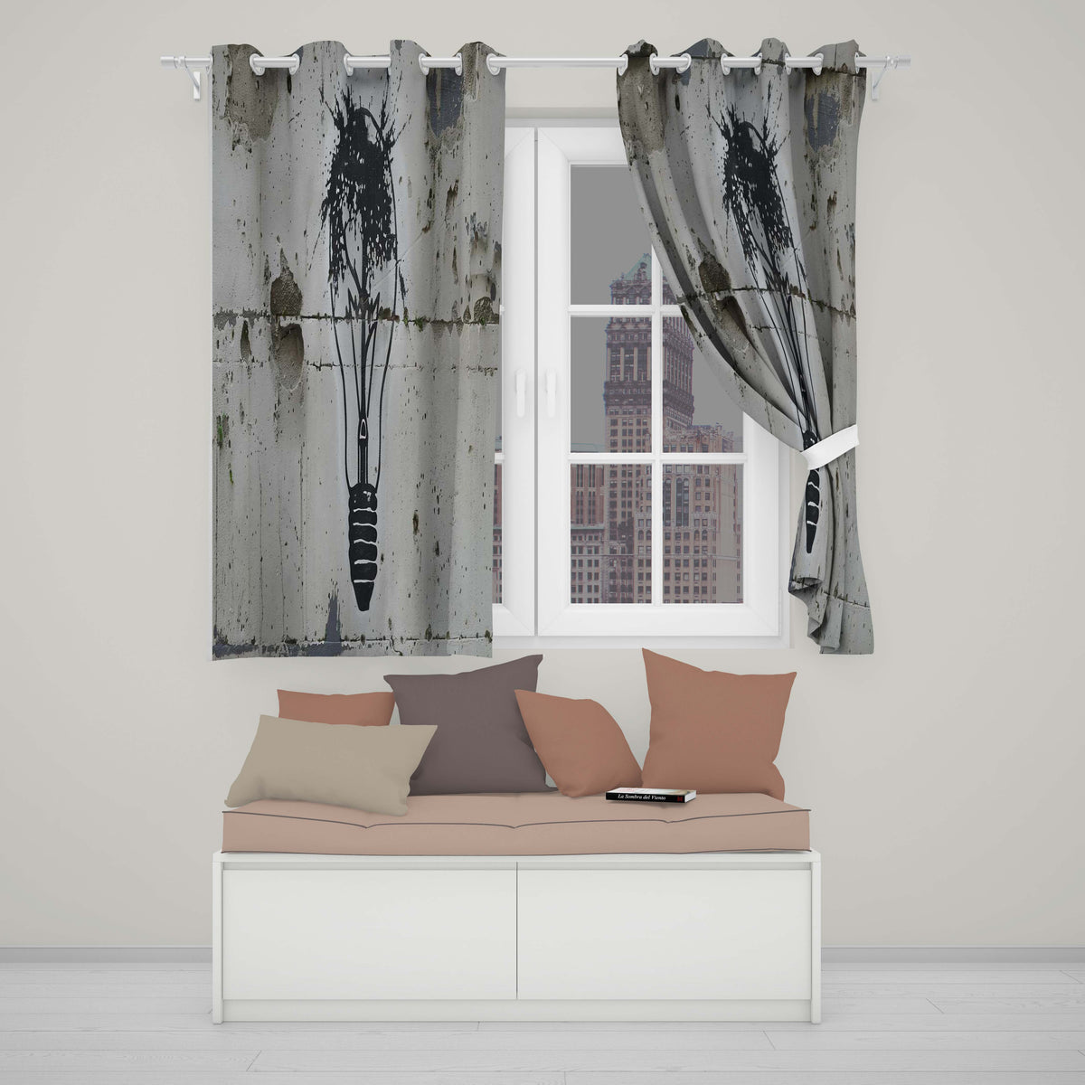 Abstract Light Bulb Tree Idea Street Art Decorative Artwork for Living Room Decor Readymade Eyelet Ring Top Thermal 100% Blackout Curtains