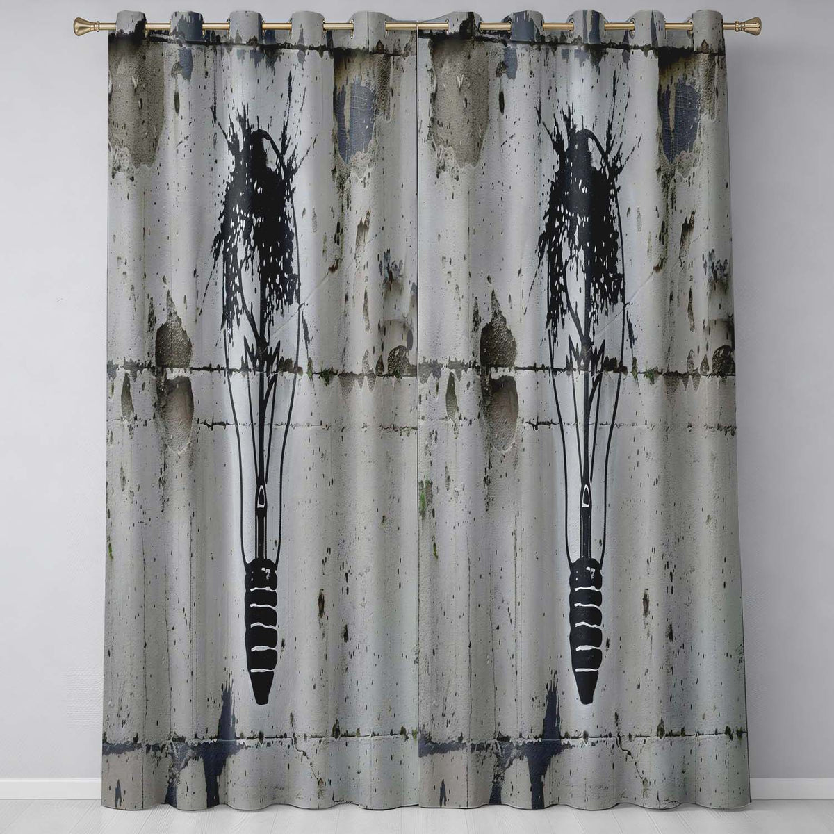 Abstract Light Bulb Tree Idea Street Art Decorative Artwork for Living Room Decor Readymade Eyelet Ring Top Thermal 100% Blackout Curtains