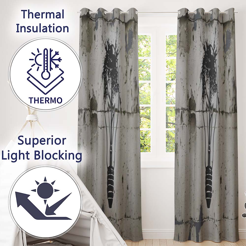 Abstract Light Bulb Tree Idea Street Art Decorative Artwork for Living Room Decor Readymade Eyelet Ring Top Thermal 100% Blackout Curtains