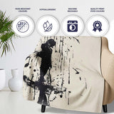 Musical Couple Under Umbrella Black Silhouette Art, All Season Comfort, Stylish Room Decoration - Super Soft Fleece Blanket Bed Sofa Throw