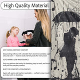 Musical Couple Under Umbrella Black Silhouette Art, All Season Comfort, Stylish Room Decoration - Super Soft Fleece Blanket Bed Sofa Throw