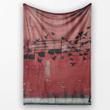 Red Music Notes Transforming Into Flying Birds Art, All Season Comfort, Stylish Room Decoration - Super Soft Fleece Blanket Bed Sofa Throw