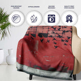 Red Music Notes Transforming Into Flying Birds Art, All Season Comfort, Stylish Room Decoration - Super Soft Fleece Blanket Bed Sofa Throw