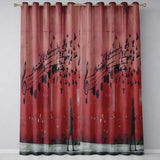 Red Music Notes Transforming Into Flying Birds Art Expressive Wall Art Home Decor Readymade Eyelet Ring Top Thermal 100% Blackout Curtains