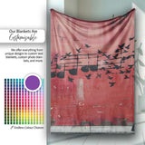 Red Music Notes Transforming Into Flying Birds Art, All Season Comfort, Stylish Room Decoration - Super Soft Fleece Blanket Bed Sofa Throw