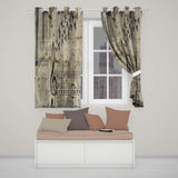 Beige Musical Staff and Flying Birds Street Art Elegant Artwork for Bedroom Decor Readymade Eyelet Ring Top Thermal 100% Blackout Curtains