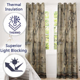 Beige Musical Staff and Flying Birds Street Art Elegant Artwork for Bedroom Decor Readymade Eyelet Ring Top Thermal 100% Blackout Curtains