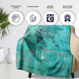 Turquoise Child Holding Moon Globe Street Art, All Season Comfort, Thoughtful Housewarming Gift - Super Soft Fleece Blanket Bed Sofa Throw