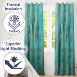 Turquoise Child Holding Moon Globe Street Art Stylish Bold Artwork for Home Decor Readymade Eyelet Ring Top Thermal 100% Blackout Curtains