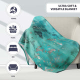 Turquoise Child Holding Moon Globe Street Art, All Season Comfort, Thoughtful Housewarming Gift - Super Soft Fleece Blanket Bed Sofa Throw