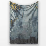 Grey Child Exploring Moon With Magnifying Glass Art, All Season Comfort, Modern Interior Accent - Super Soft Fleece Blanket Bed Sofa Throw