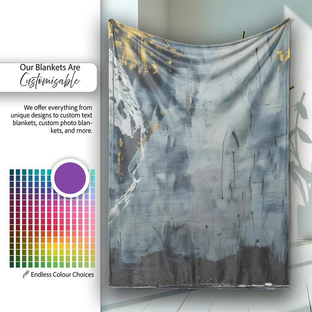Grey Child Exploring Moon With Magnifying Glass Art, All Season Comfort, Modern Interior Accent - Super Soft Fleece Blanket Bed Sofa Throw
