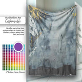 Grey Child Exploring Moon With Magnifying Glass Art, All Season Comfort, Modern Interior Accent - Super Soft Fleece Blanket Bed Sofa Throw