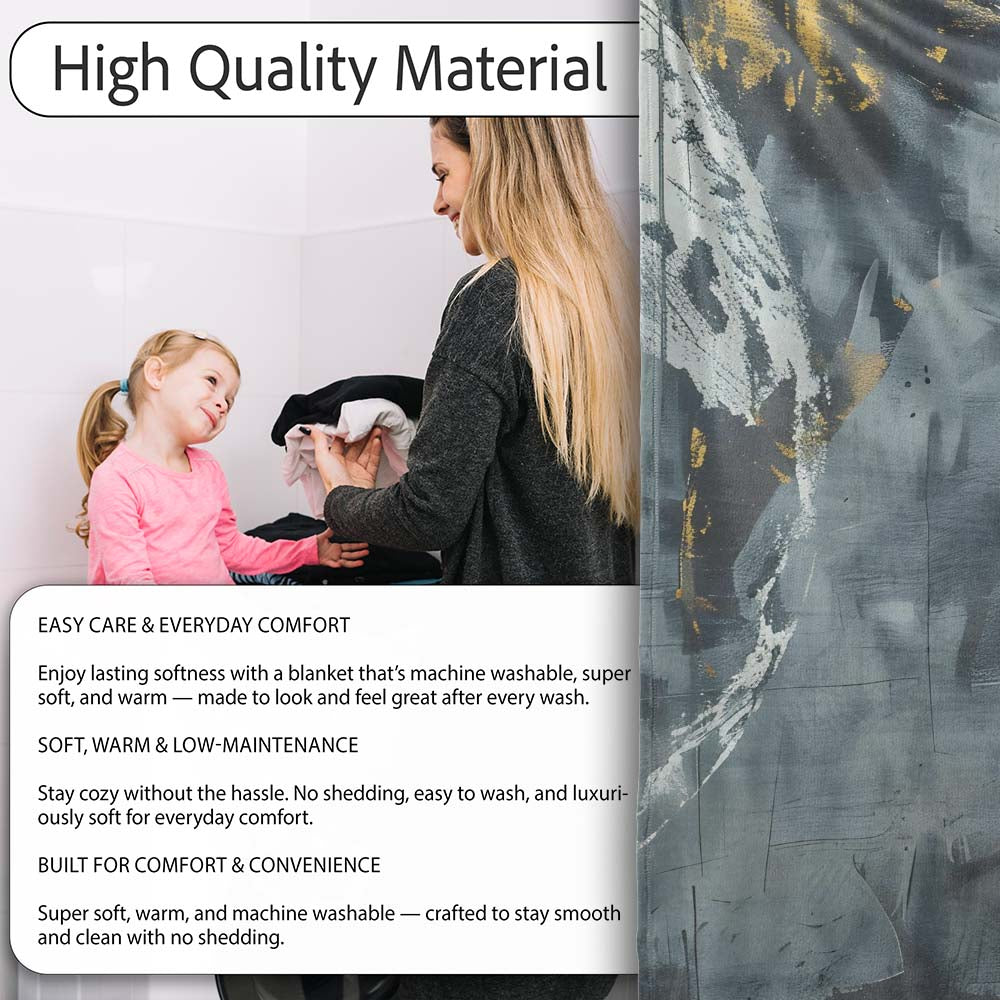 Grey Child Exploring Moon With Magnifying Glass Art, All Season Comfort, Modern Interior Accent - Super Soft Fleece Blanket Bed Sofa Throw