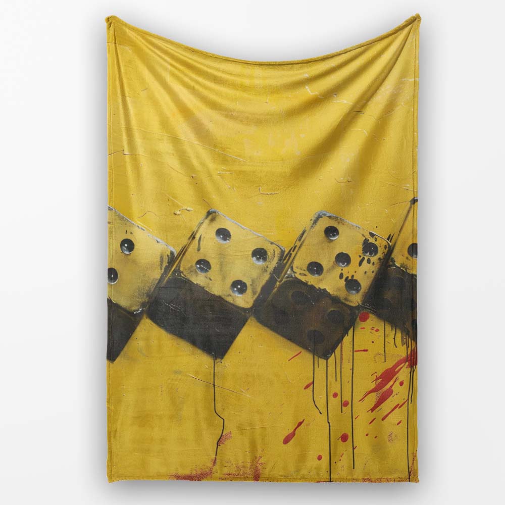 Yellow Black Domino Chain Abstract Graffiti Art, Bedroom Living Room Accent, All Season Comfort - Super Soft Fleece Blanket Bed Sofa Throw