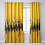 Yellow Black Domino Chain Abstract Graffiti Art Distinctive Design for Home Decor Readymade Eyelet Ring Top Thermal 100% Blackout Curtains