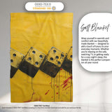 Yellow Black Domino Chain Abstract Graffiti Art, Bedroom Living Room Accent, All Season Comfort - Super Soft Fleece Blanket Bed Sofa Throw