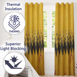 Yellow Black Domino Chain Abstract Graffiti Art Distinctive Design for Home Decor Readymade Eyelet Ring Top Thermal 100% Blackout Curtains