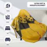 Yellow Black Domino Chain Abstract Graffiti Art, Bedroom Living Room Accent, All Season Comfort - Super Soft Fleece Blanket Bed Sofa Throw