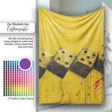 Yellow Black Domino Chain Abstract Graffiti Art, Bedroom Living Room Accent, All Season Comfort - Super Soft Fleece Blanket Bed Sofa Throw