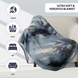 Monochrome Child Profile Birds and Tree Dreamscape Art, Decorative Comfortable Everyday Comfort - Super Soft Fleece Blanket Bed Sofa Throw