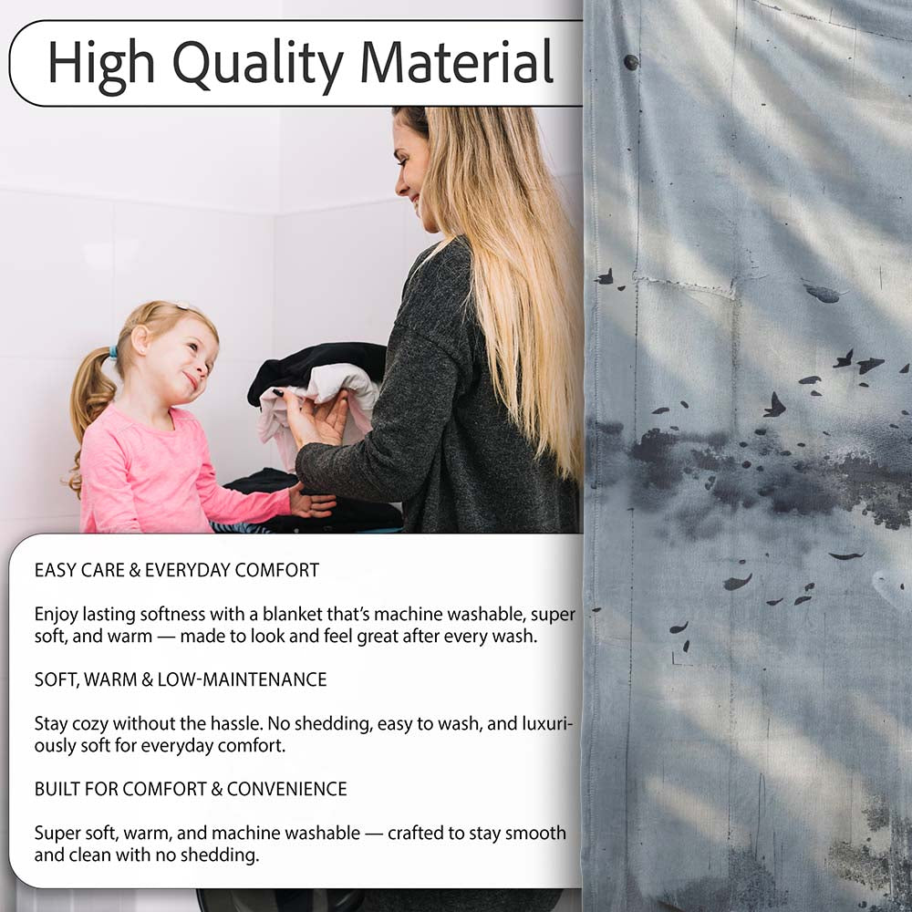 Monochrome Child Profile Birds and Tree Dreamscape Art, Decorative Comfortable Everyday Comfort - Super Soft Fleece Blanket Bed Sofa Throw