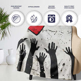 Red Heart Above Raised Hands Community Street Art, All Season Comfort, Comfortable Everyday Use - Super Soft Fleece Blanket Bed Sofa Throw