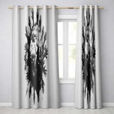 Global Unity Earth With Reaching Hands Monochrome Art Vibrant Artistic Home Decor Readymade Eyelet Ring Top Thermal 100% Blackout Curtains