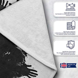 Global Unity Earth With Reaching Hands Monochrome Art, Decorative Comfortable Housewarming Gift - Super Soft Fleece Blanket Bed Sofa Throw