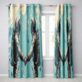 Turquoise Astronaut Handshake Space Exploration Art Vibrant Design for Home Decor Readymade Eyelet Ring Top Thermal 100% Blackout Curtains