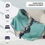 Turquoise Astronaut Handshake Space Exploration Art, All Season Comfort, Modern Interior Accent - Super Soft Fleece Blanket Bed Sofa Throw