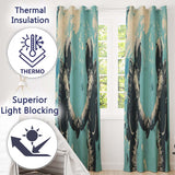Turquoise Astronaut Handshake Space Exploration Art Vibrant Design for Home Decor Readymade Eyelet Ring Top Thermal 100% Blackout Curtains