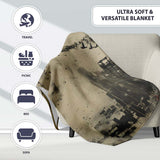 Urban Kite Flying Over Industrial City Silhouette Art, Decorative Comfortable Housewarming Gift - Super Soft Fleece Blanket Bed Sofa Throw