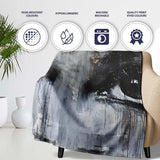 Monochrome Expressive Eyes With Gold Detail Abstract Art, Artistic Comfortable Everyday Comfort - Super Soft Fleece Blanket Bed Sofa Throw
