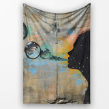 Girl Blowing Reflective Bubbles Colourful Street Art, Lightweight Comfortable Decorative Accent - Super Soft Fleece Blanket Bed Sofa Throw