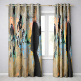 Girl Blowing Reflective Bubbles Colourful Street Art Artistic Wall Art Home Decor Readymade Eyelet Ring Top Thermal 100% Blackout Curtains