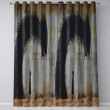 Giant Black Crow Looming Over Solitary Child Street Art Bold Wall Art Home Decor Readymade Eyelet Ring Top Thermal 100% Blackout Curtains
