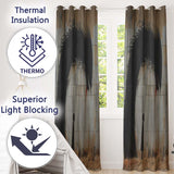 Giant Black Crow Looming Over Solitary Child Street Art Bold Wall Art Home Decor Readymade Eyelet Ring Top Thermal 100% Blackout Curtains