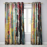 Children Holding Hands Colourful Graffiti Silhouette Creative Artistic Home Decor Readymade Eyelet Ring Top Thermal 100% Blackout Curtains