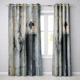 Minimalist Black Crow on Weathered Concrete Wall Unique Artwork for Bedroom Decor Readymade Eyelet Ring Top Thermal 100% Blackout Curtains