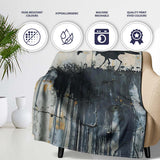Minimalist Black Crow on Weathered Concrete Wall, All Season Comfort, Gift for Adults and Teens - Super Soft Fleece Blanket Bed Sofa Throw