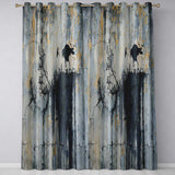 Minimalist Black Crow on Weathered Concrete Wall Unique Artwork for Bedroom Decor Readymade Eyelet Ring Top Thermal 100% Blackout Curtains