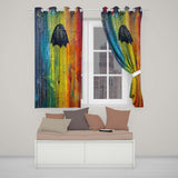 Black Umbrella on Vibrant Rainbow Abstract Background Elegant Wall Art Home Decor Readymade Eyelet Ring Top Thermal 100% Blackout Curtains
