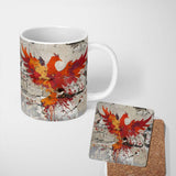 Red Phoenix Rising From Cracked Wall Street Art 11oz Ceramic Coffee Tea Mug White Large Handle